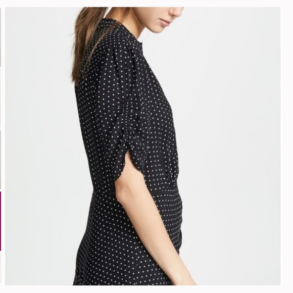 Free People - Pippa Short Sleeve Polka Dot Mini Dress - Black- Size L - Picture 4 of 13